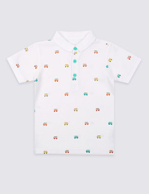 Pure Cotton Printed Polo Shirt (3 Months - 5 Years) Image 2 of 4