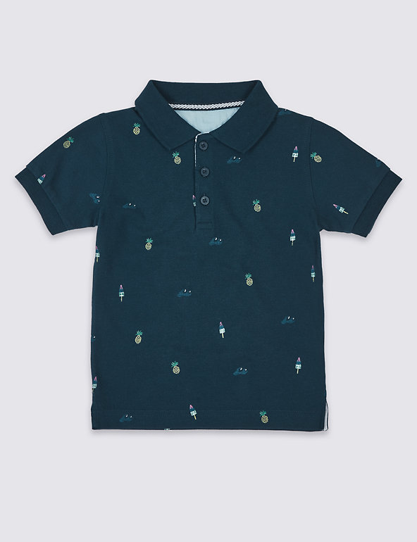 Pure Cotton Printed Polo Shirt (3 Months - 7 Years) Image 1 of 1