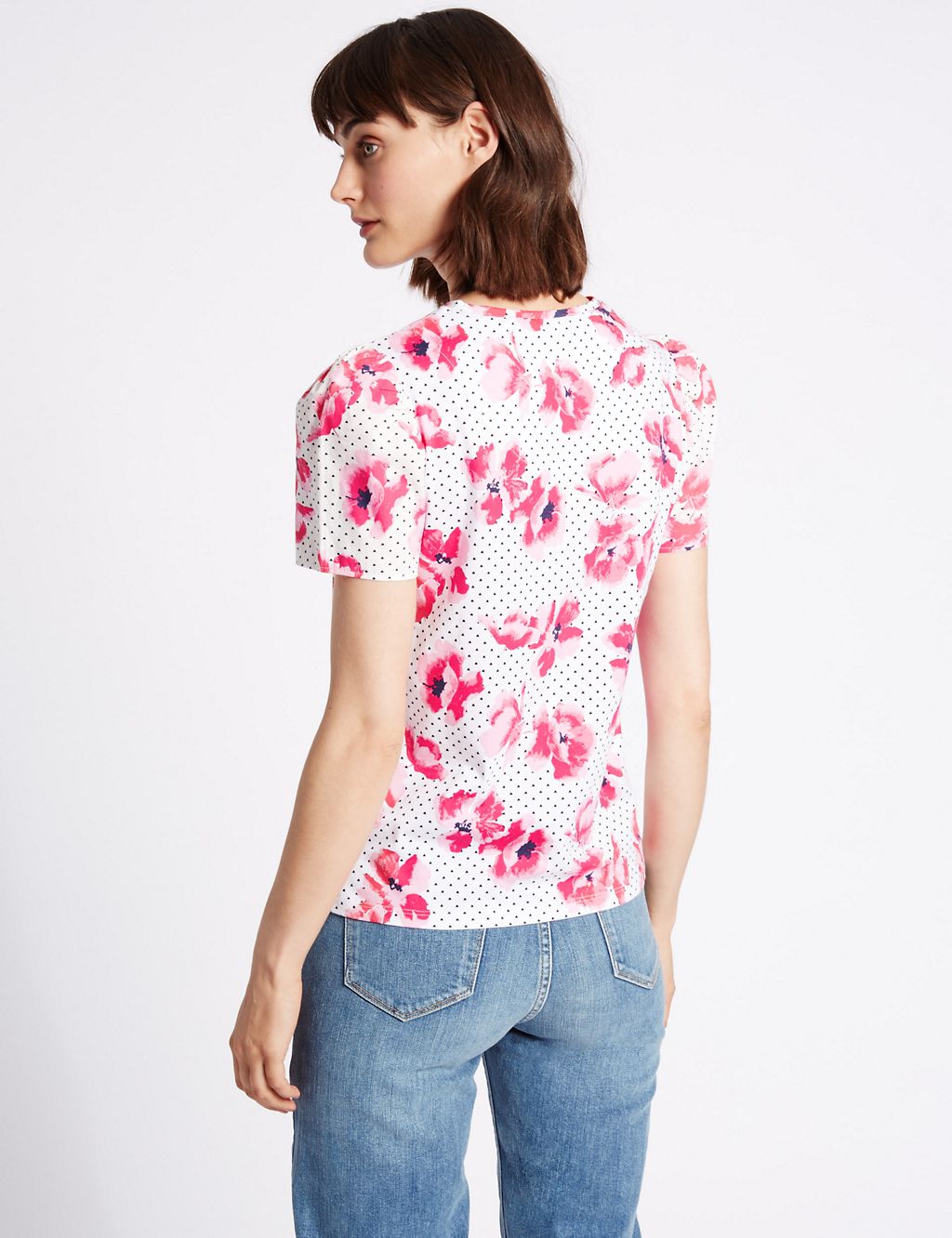 Pure Cotton Printed Puff Sleeve T-Shirt 4 of 5