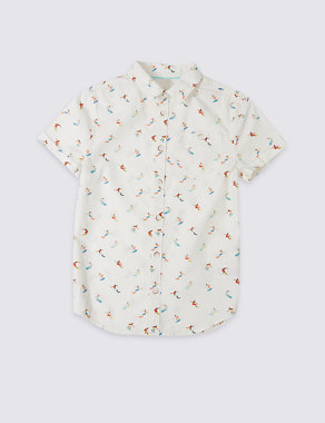 Pure Cotton Printed Shirt (3-14 Years) Image 2 of 3