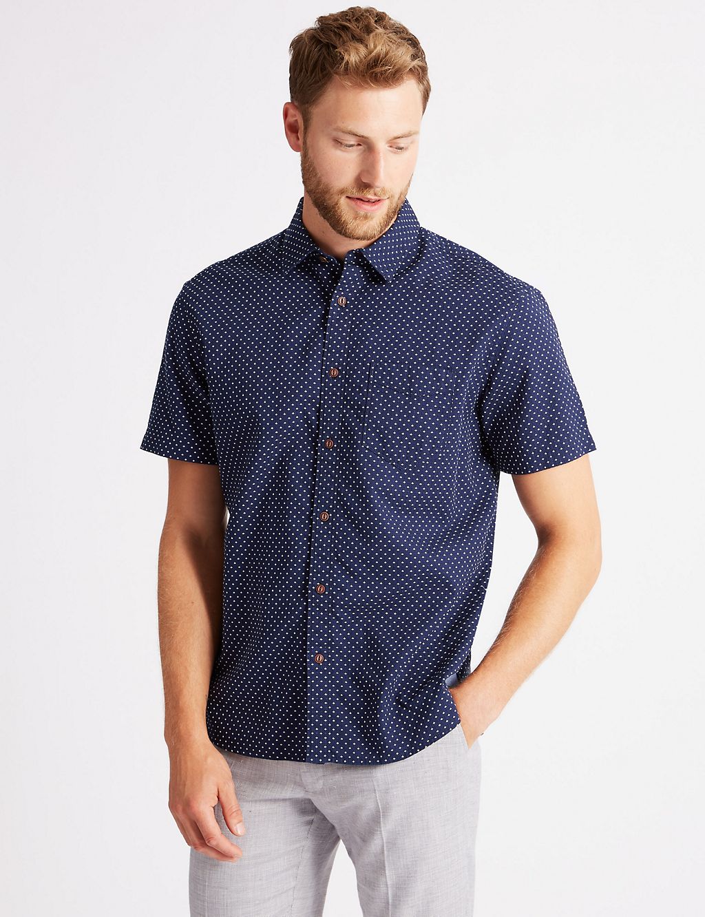 Pure Cotton Printed Shirt with Pocket 3 of 6