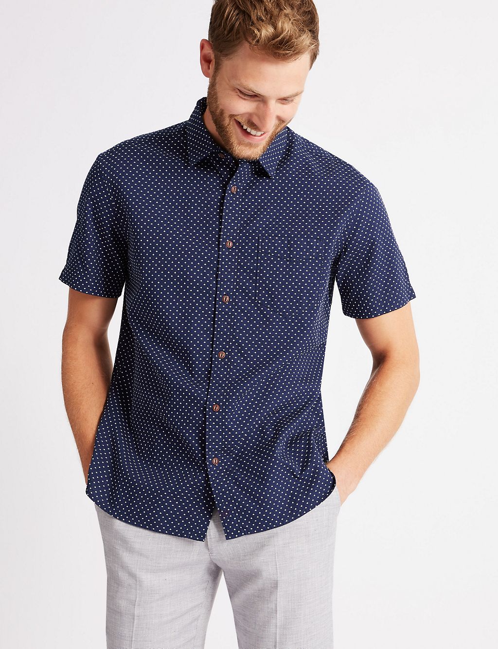 Pure Cotton Printed Shirt with Pocket 2 of 6