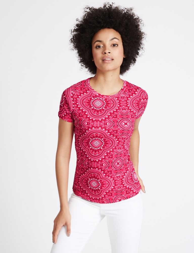 Pure Cotton Printed Short Sleeve T-Shirt 1 of 4