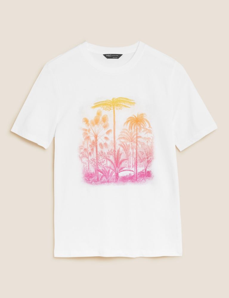 Pure Cotton Printed Straight Fit T-Shirt 2 of 5