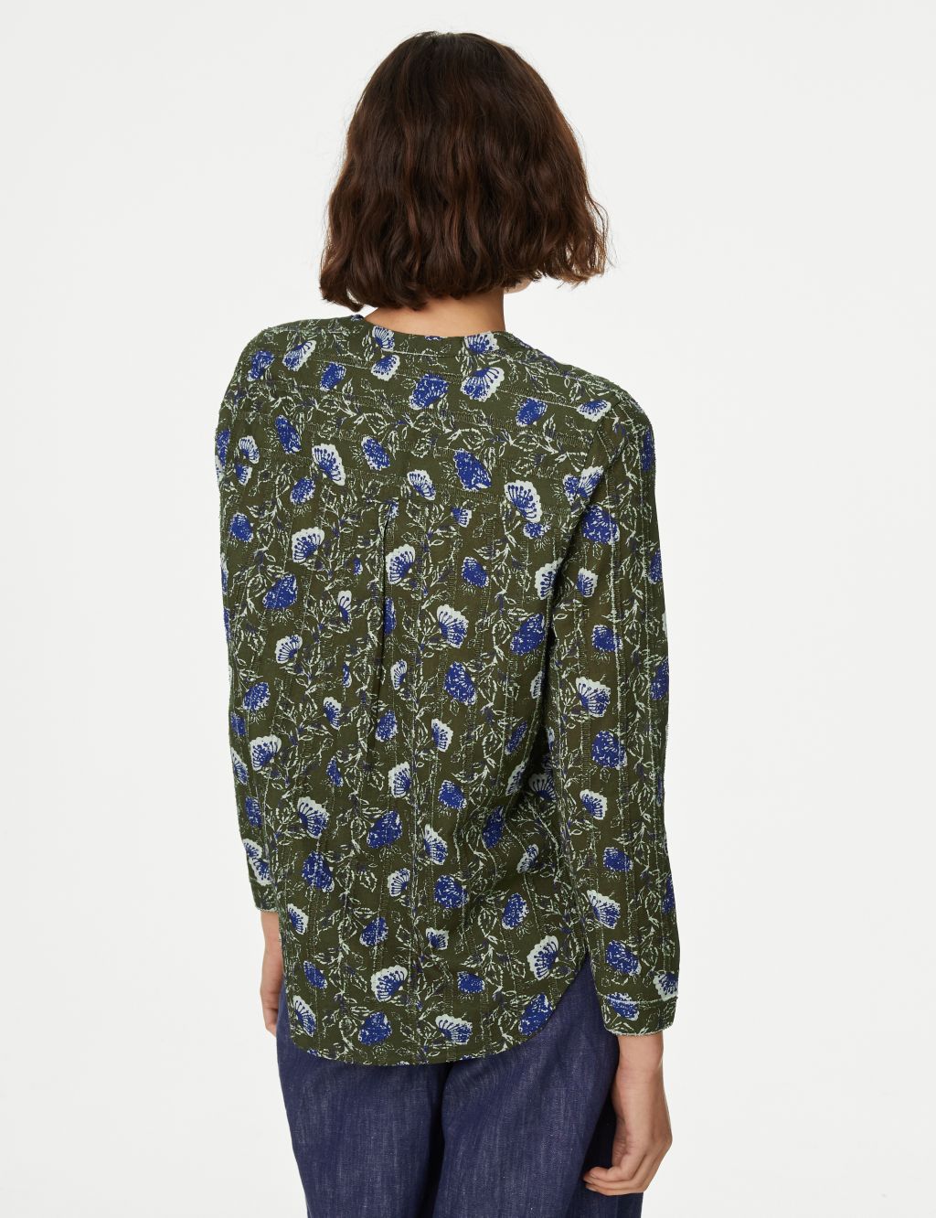 Pure Cotton Printed Textured V-Neck Shirt 5 of 5