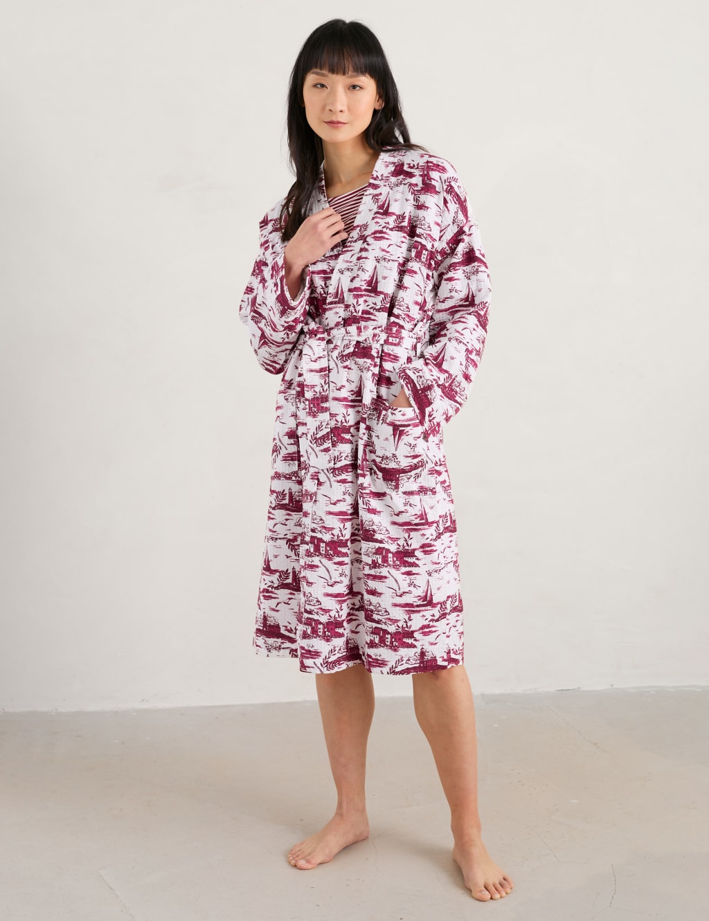Pure Cotton Printed Tie Dressing Gown Seasalt Cornwall M&S