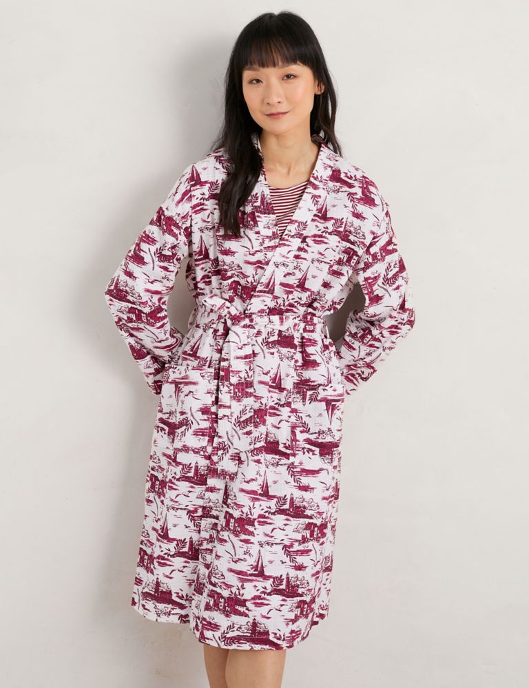 Pure Cotton Printed Tie Dressing Gown 3 of 5