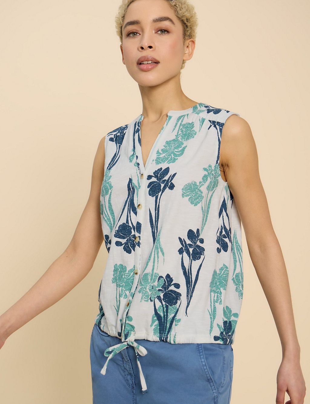 Pure Cotton Printed Tie Front Shirt 3 of 6