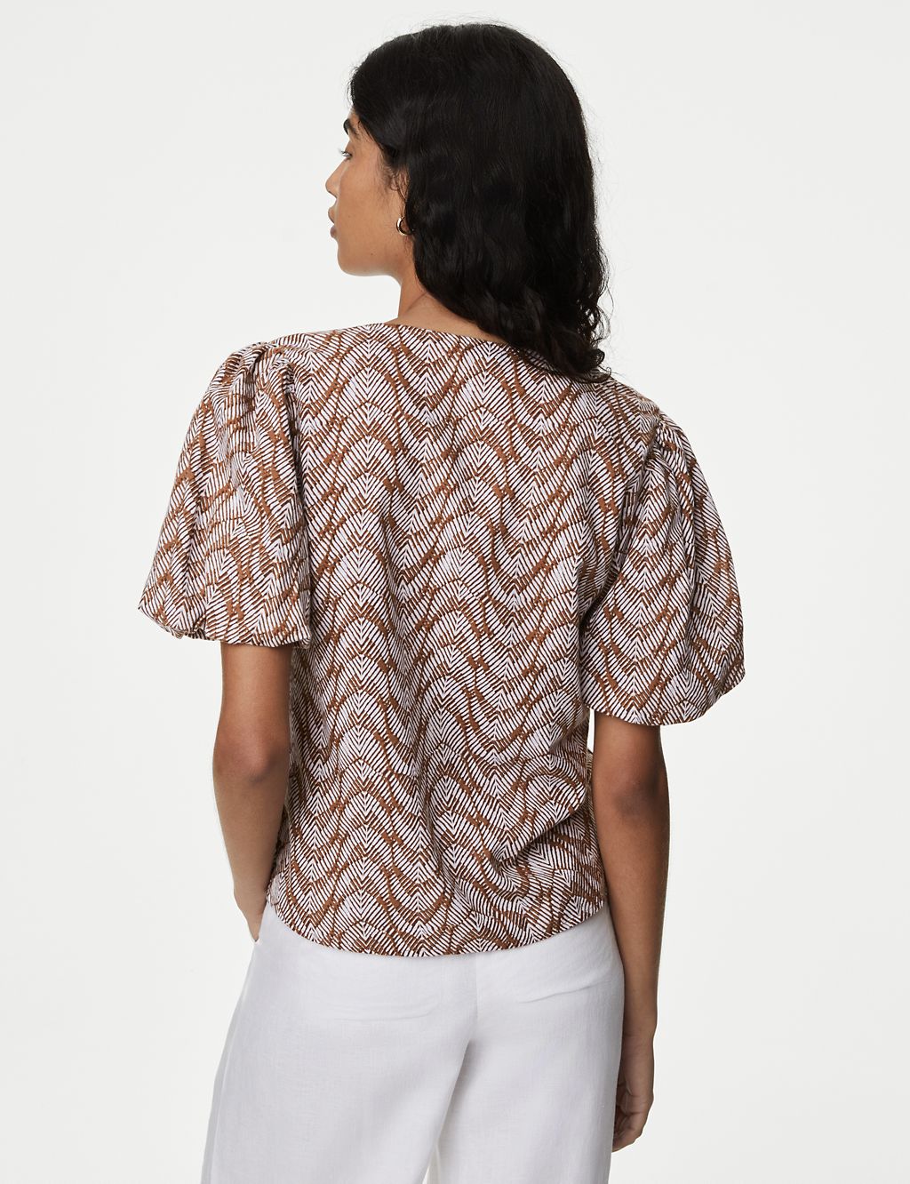 Pure Cotton Printed V-Neck Blouse 5 of 5