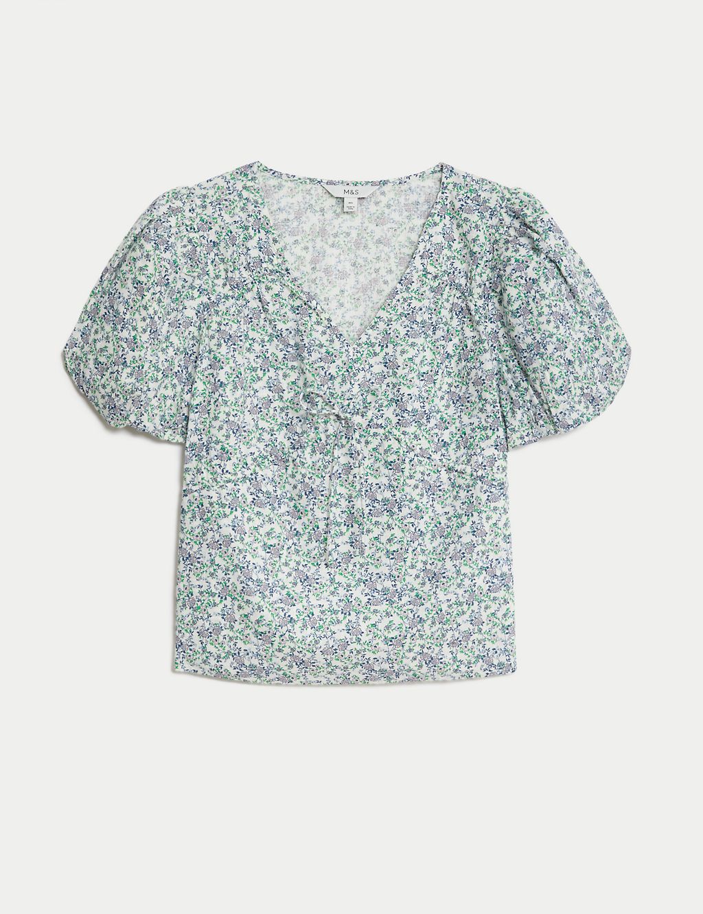 Pure Cotton Printed V-Neck Blouse 1 of 5