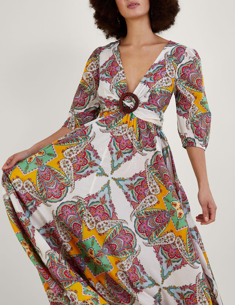 Pure Cotton Printed V-Neck Maxi Dress 4 of 4