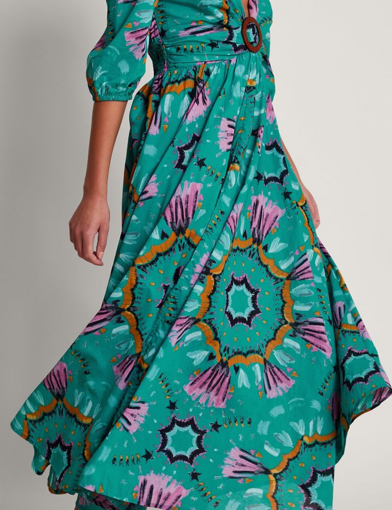 Pure Cotton Printed V-Neck Midaxi Dress 4 of 4