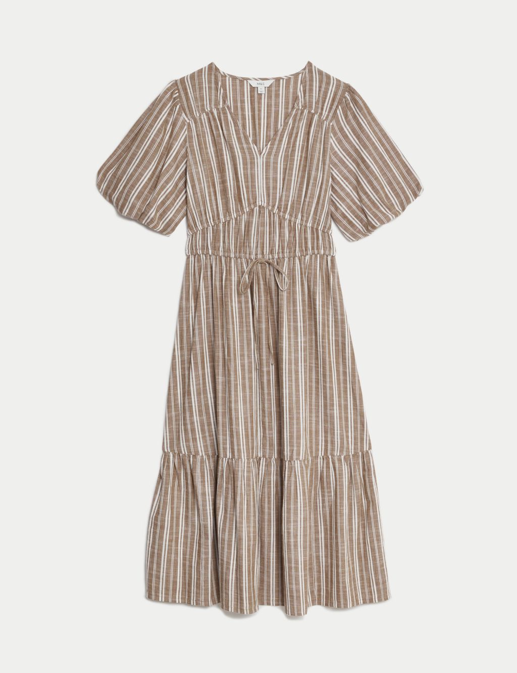 Pure Cotton Printed V-Neck Tiered Midi Dress | M&S Collection | M&S