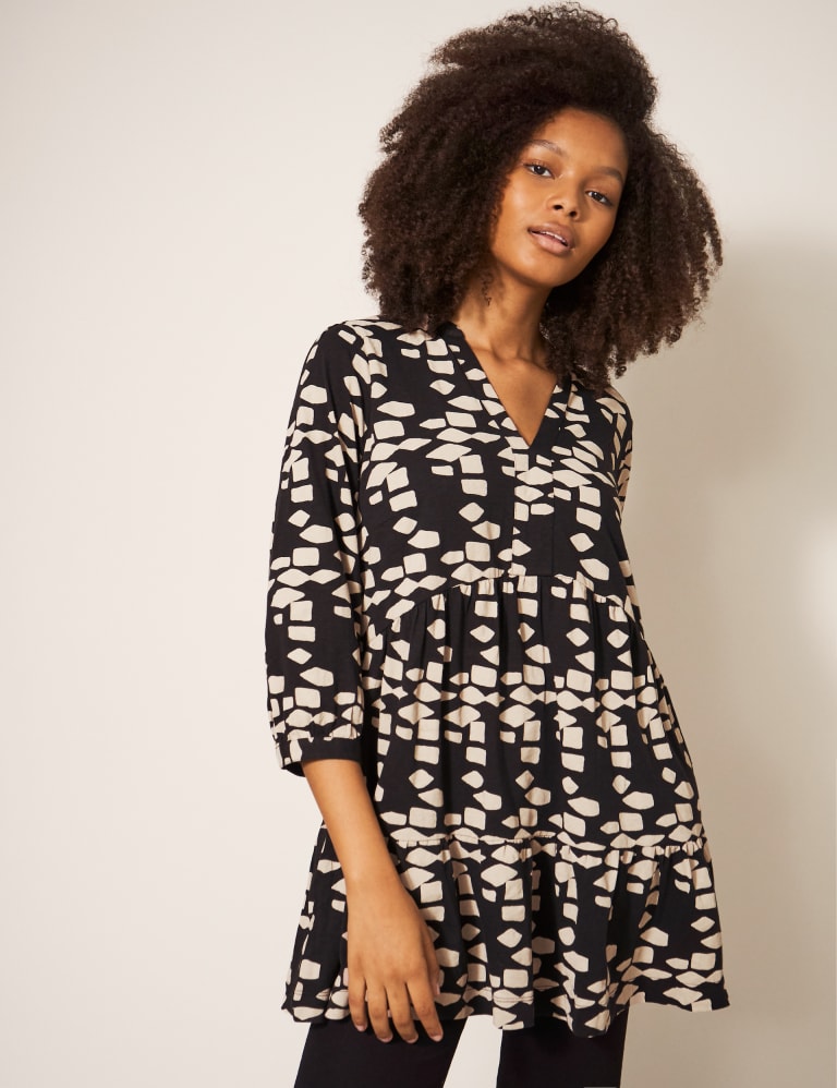 Pure Cotton Printed V Neck Tunic White Stuff M S