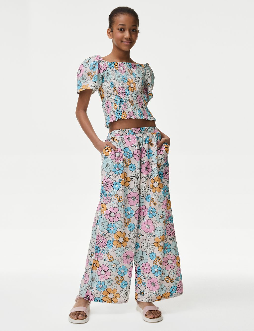 Pure Cotton Printed Wide Leg Trousers (6-16 Yrs) 3 of 4