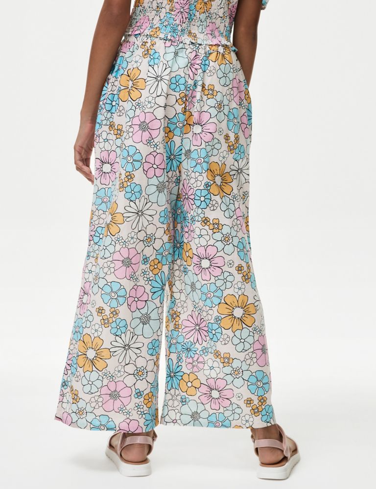 Pure Cotton Printed Wide Leg Trousers (6-16 Yrs) 4 of 4