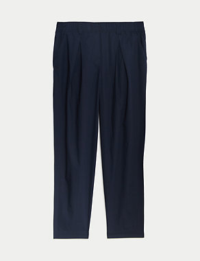 Pure Cotton Pull On Straight Leg Trousers Image 2 of 6