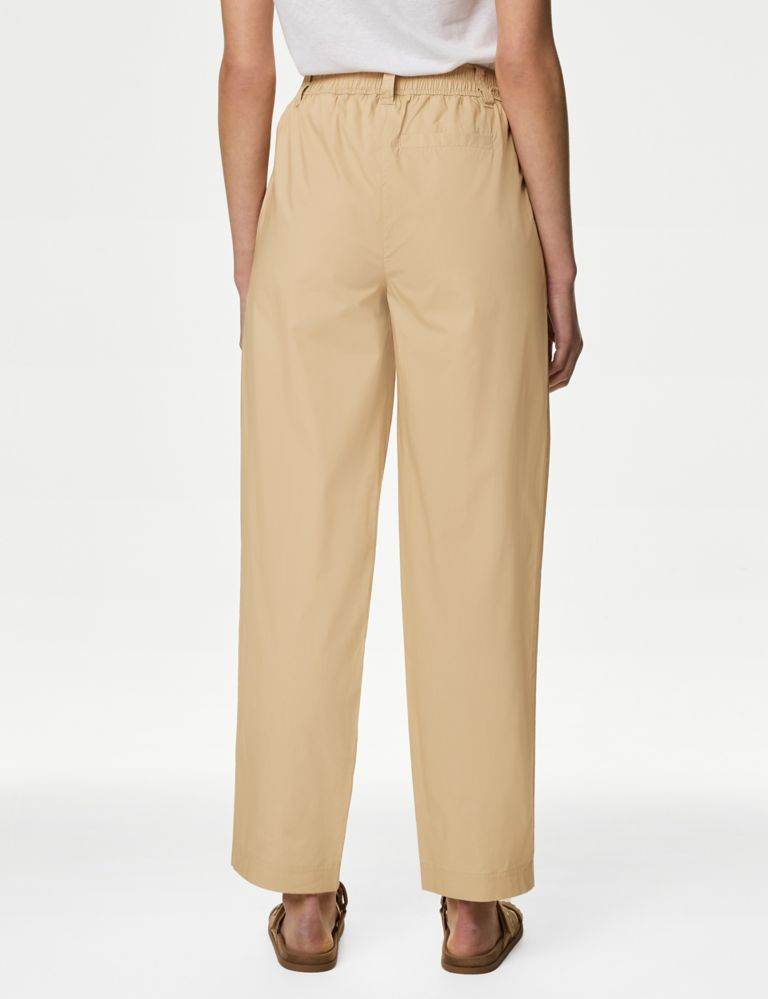 Pure Cotton Pull On Straight Leg Trousers 5 of 5