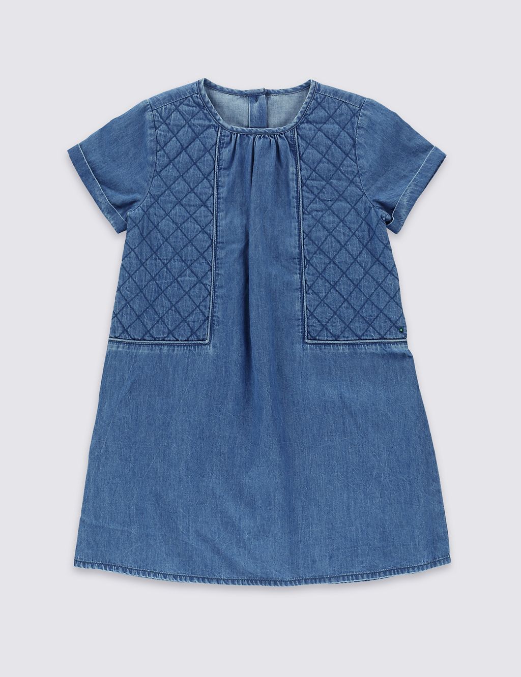Pure Cotton Quilted Denim Dress (1-7 Years) 1 of 5