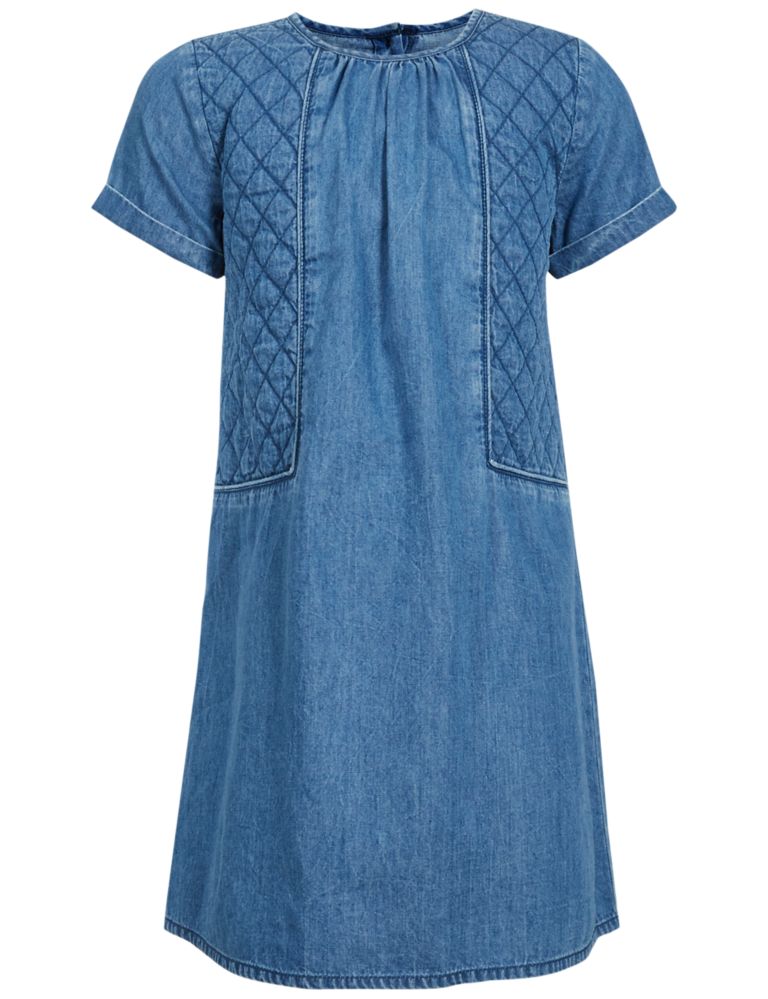 Pure Cotton Quilted Denim Dress (1-7 Years) 4 of 5