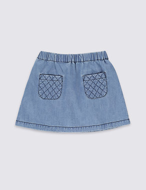 Pure Cotton Quilted Denim Skirt (1-7 Years) Image 2 of 3