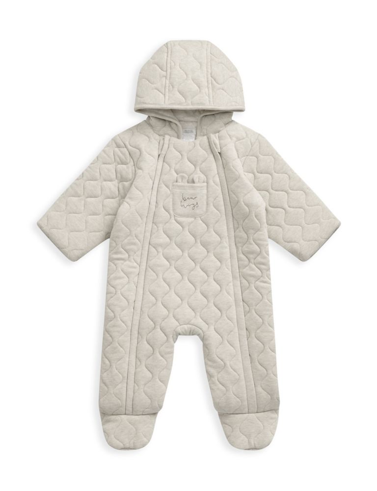 Pure Cotton Quilted Hooded Pramsuit (7lbs-12 Mths) 2 of 2