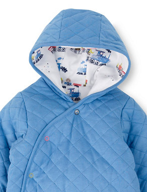 Pure Cotton Quilted Pramsuit Image 2 of 4