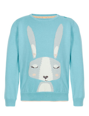 Pure Cotton Rabbit Jumper (1-7 Years) Image 2 of 3
