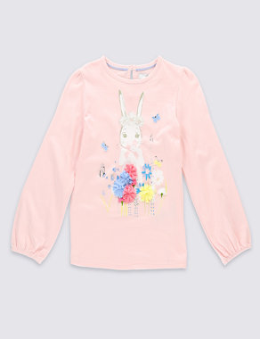 Pure Cotton Rabbit Print Top (1-7 Years) Image 2 of 3