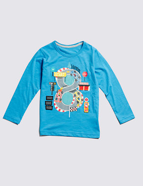 Pure Cotton Race Track Print T-Shirt (1-7 Years) Image 2 of 4