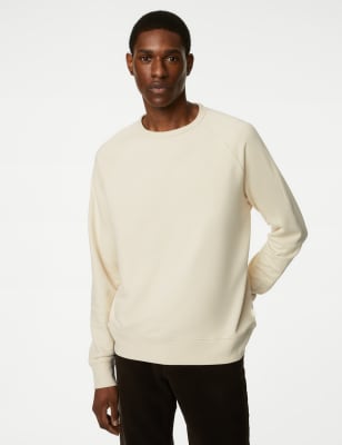 Mens white discount crew neck sweatshirt