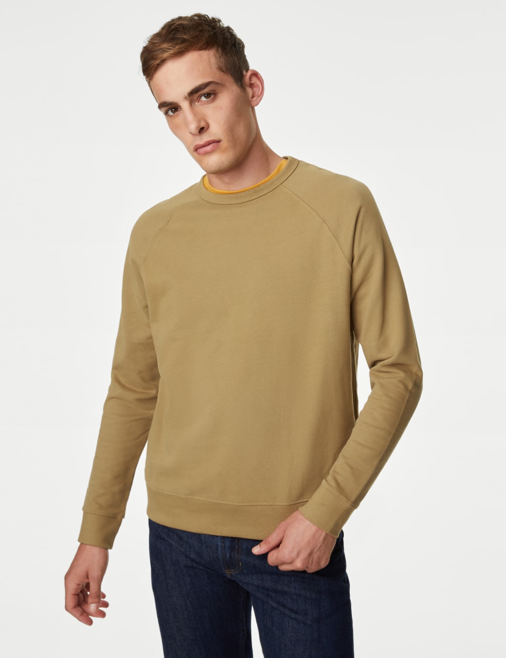 Pure Cotton Raglan Crew Neck Sweatshirt | M&S Collection | M&S