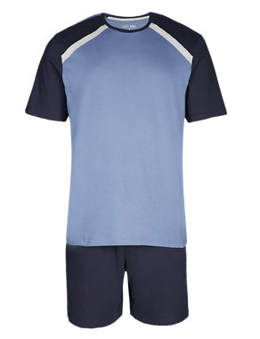 Pure Cotton Raglan Sleeve Pyjama Shorts & T-Shirt Image 2 of 5