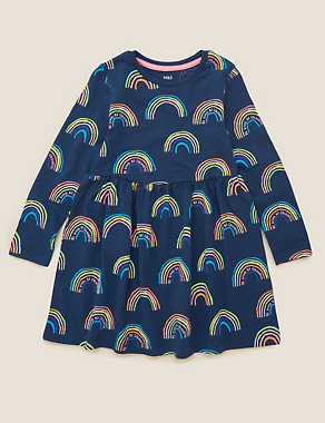 Pure Cotton Rainbow Print Dress Image 2 of 4