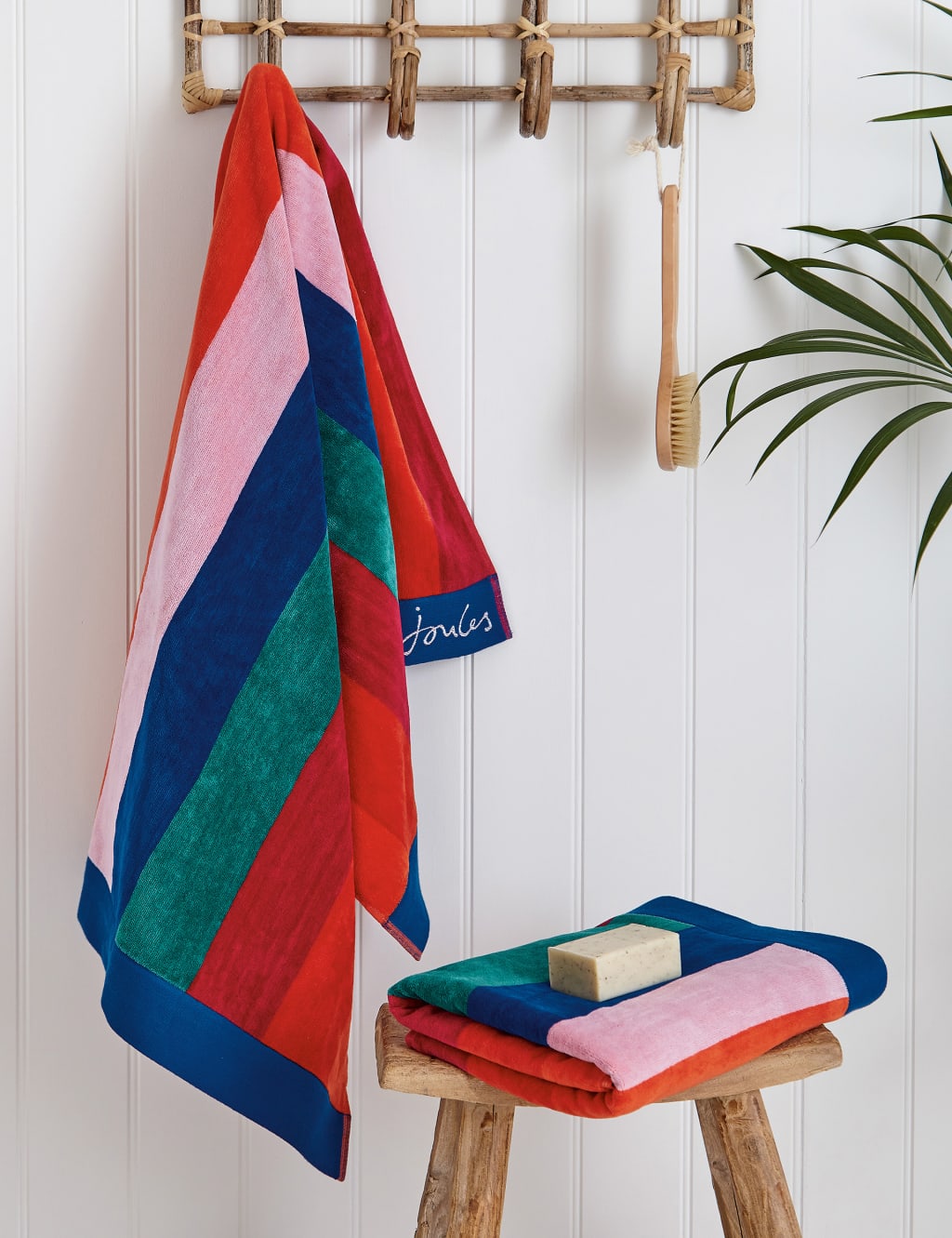 Pure Cotton Rainbow Stripe Towel Joules M S