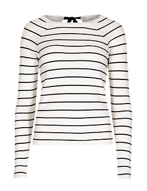Pure Cotton Rear Bow Striped Jumper Image 2 of 4