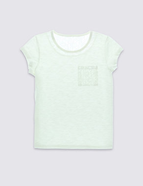Pure Cotton Rear Lace T-Shirt (5-14 Years) Image 2 of 3