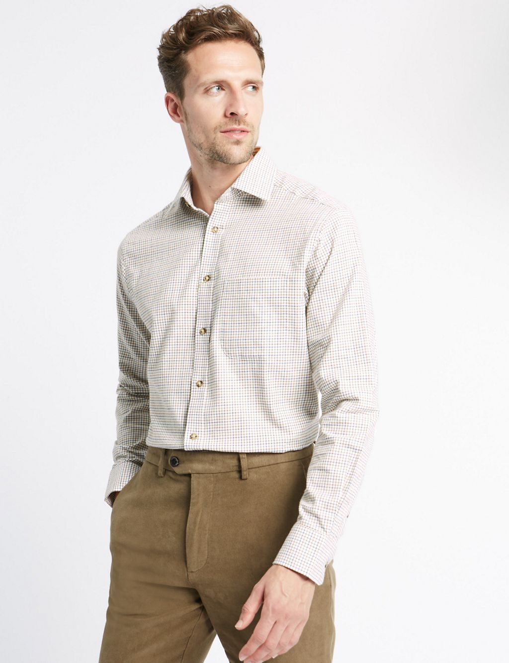 Pure Cotton Regular Fit Checked Shirt 3 of 4