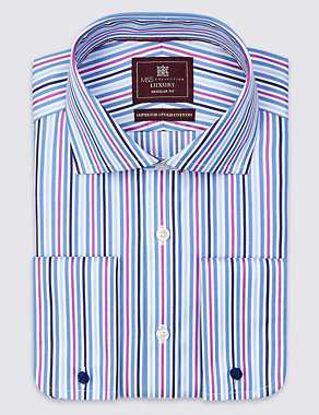 Pure Cotton Regular Fit Striped Shirt Image 2 of 4