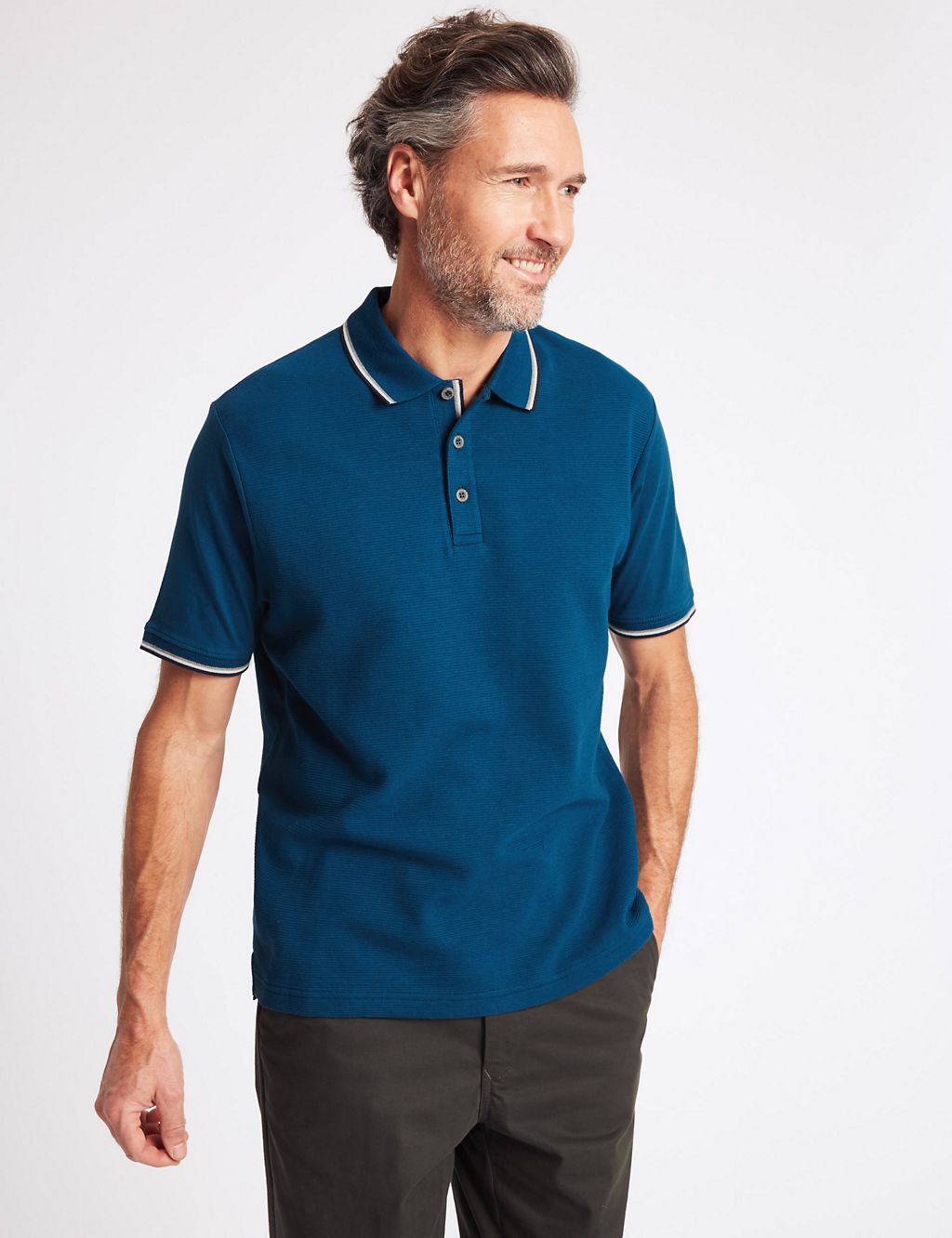 Pure Cotton Regular Fit Textured Polo 3 of 5