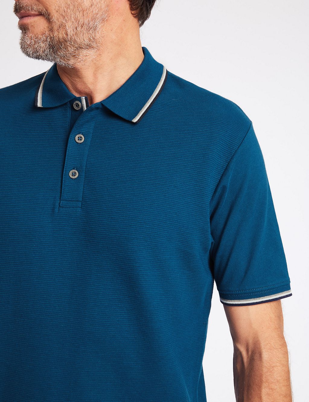 Pure Cotton Regular Fit Textured Polo 5 of 5