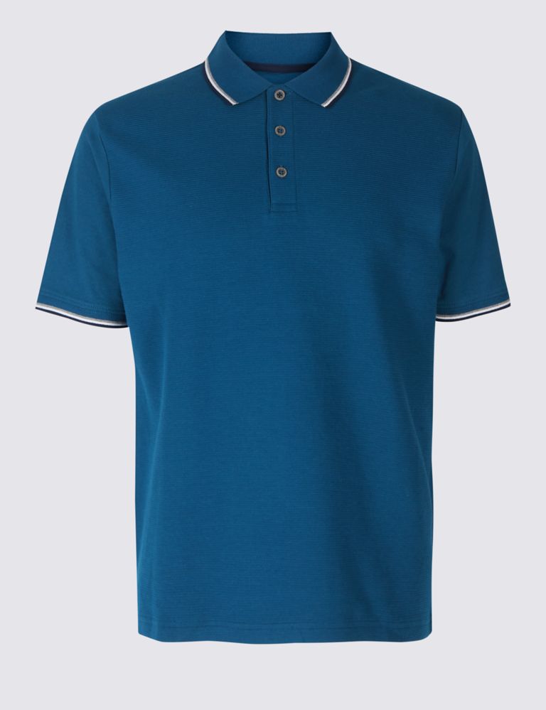 Pure Cotton Regular Fit Textured Polo 2 of 5