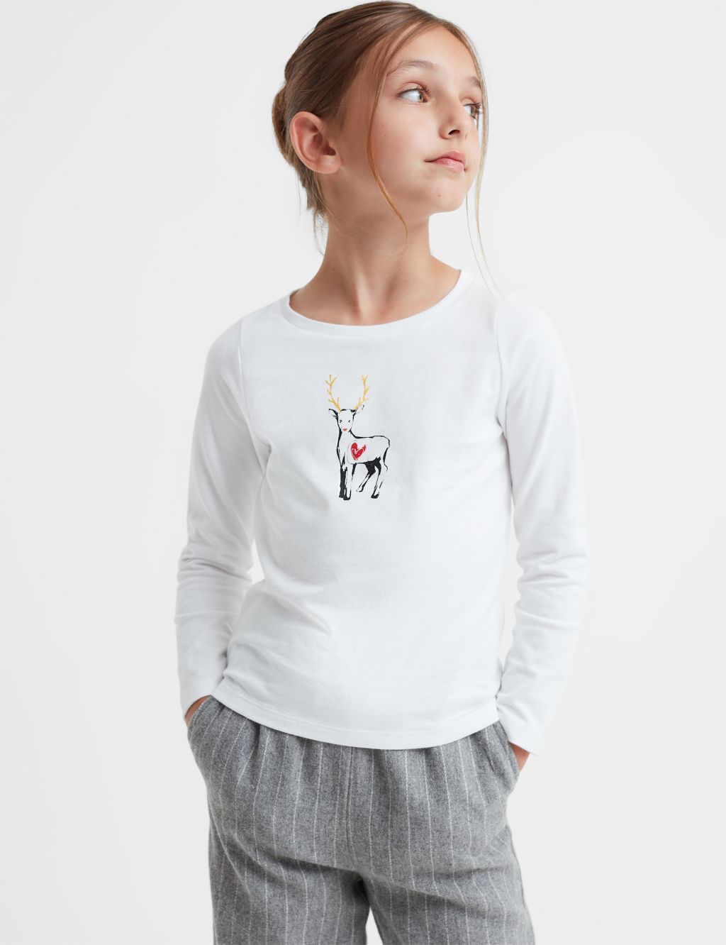 Pure Cotton Reindeer Print Top (4-14 Yrs) 3 of 5