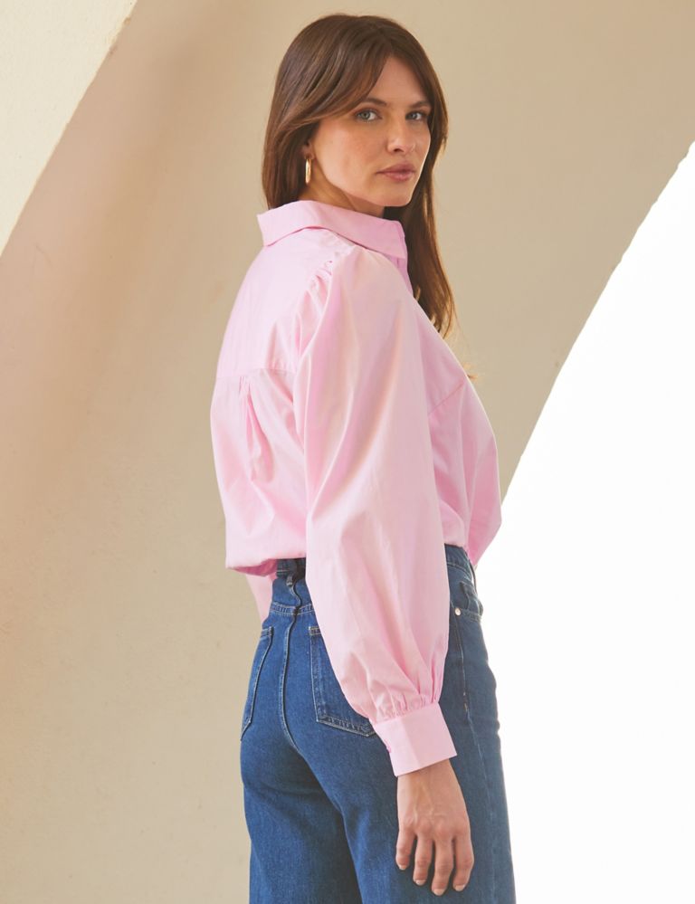 Pure Cotton Relaxed Blouson Sleeve Shirt 4 of 6