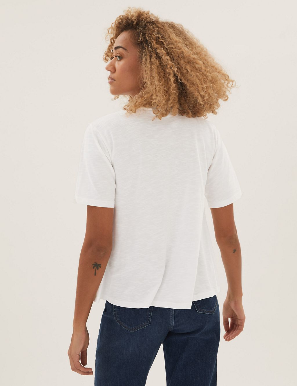 Pure Cotton Relaxed Lace Insert T-Shirt 2 of 6