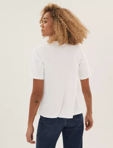 Pure Cotton Relaxed Lace Insert T-Shirt 3 of 6