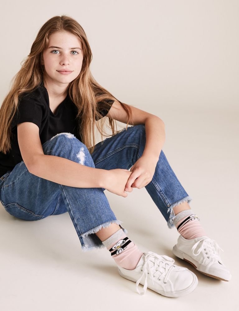 Pure Cotton Relaxed Ripped Jeans (6-16 Yrs) 1 of 5