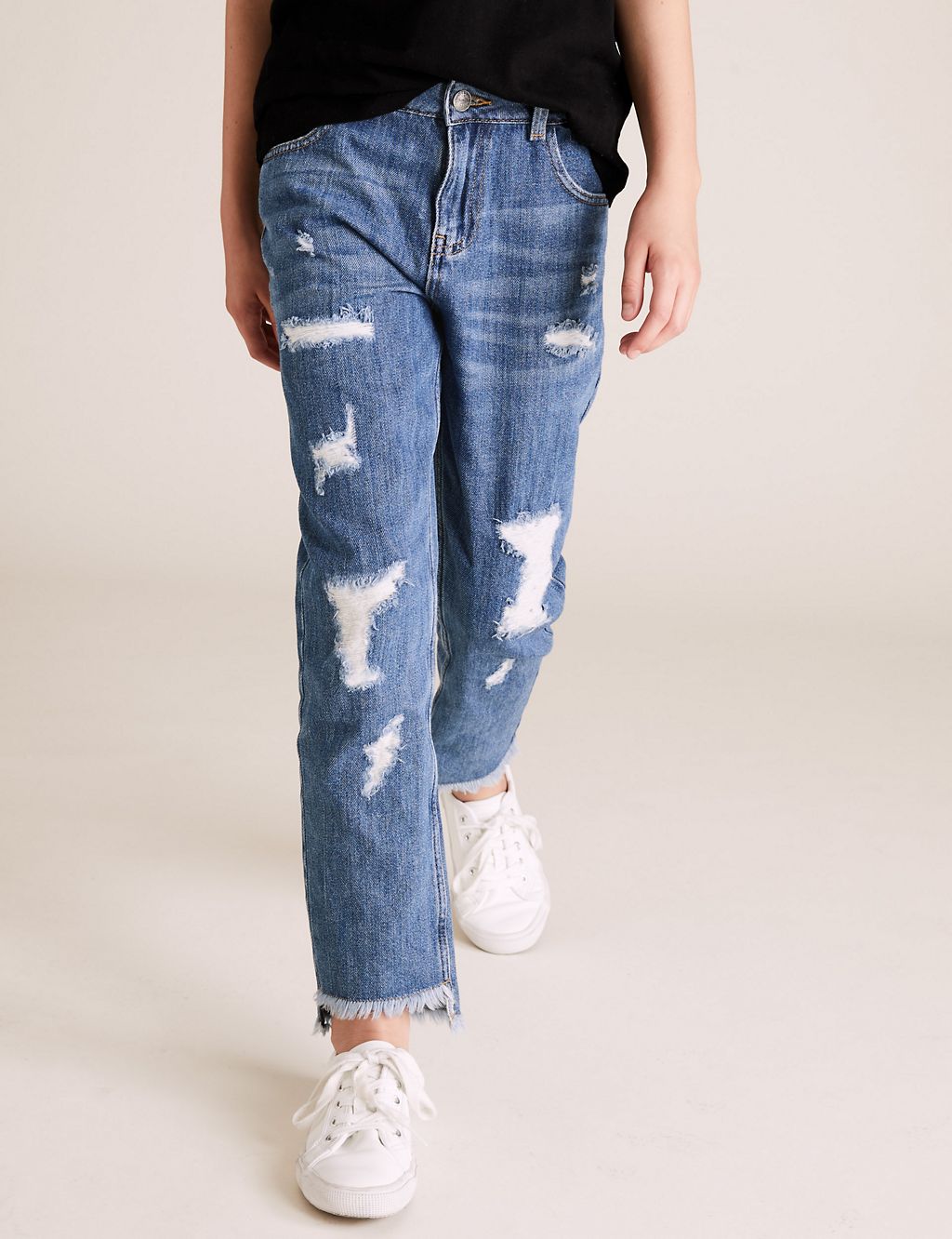 Pure Cotton Relaxed Ripped Jeans (6-16 Yrs) 4 of 5