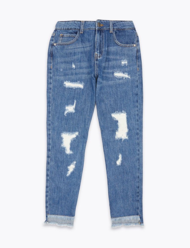 Pure Cotton Relaxed Ripped Jeans (6-16 Yrs) 2 of 5