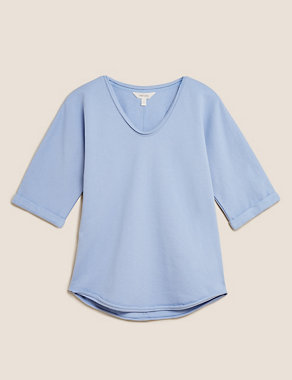 Pure Cotton Relaxed Short Sleeve Sweatshirt Image 2 of 6